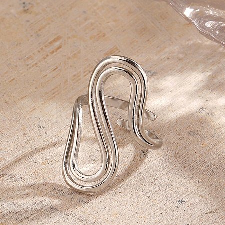 304 Stainless Steel Open Cuff Rings for Women RJEW-K303-06P-1