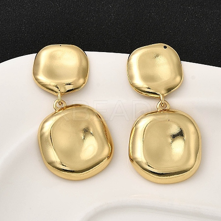 Square Brass Dangle Stud Earrings EJEW-H170-01G-1