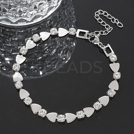 304 Stainless Steel Rhinestone Cup Chain Bracelets for Women BJEW-F488-26A-P-1