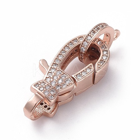 Brass Micro Pave Cubic Zirconia Lobster Claw Clasps ZIRC-G160-26RG-1