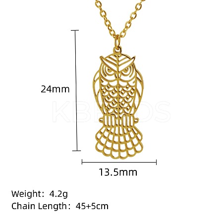 304 Stainless Steel Geometric Artistic Hollow Animal Pendant Necklaces JK0174-15-1