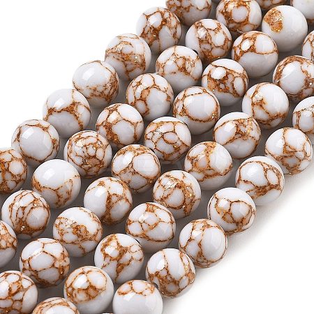 Synthetic Gold Line Turquoise Beads Strands G-A255-A03-01C-1