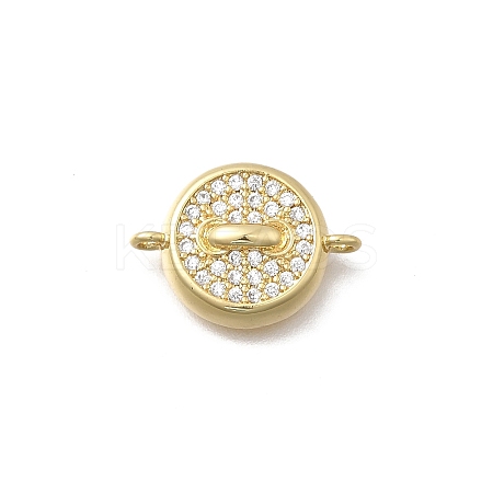 Brass Micro Pave Cubic Zirconia Flat Round Links Connector Charms KK-D431-081G-01-1