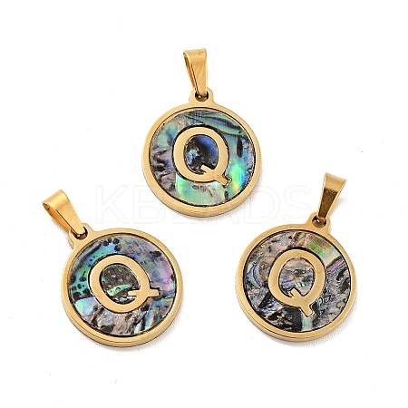 PVD Vacuum Plating 304 Stainless Steel with Paua Shell Pendants STAS-G268-02Q-G-1