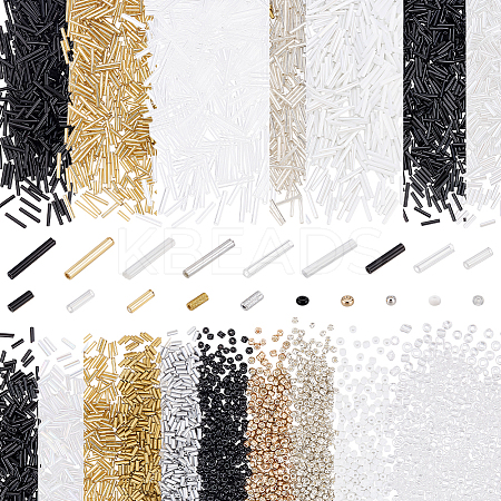 19 Styles Seed Beads & Glass Bugle Beads Kits SEED-PH0002-58-1