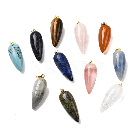 Natural & Synthetic Gemstone Pointed Pendants G-F705-01G-1