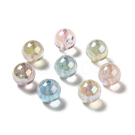 UV Plating Transparent Rainbow Iridescent Acrylic Beads OACR-D010-01-1