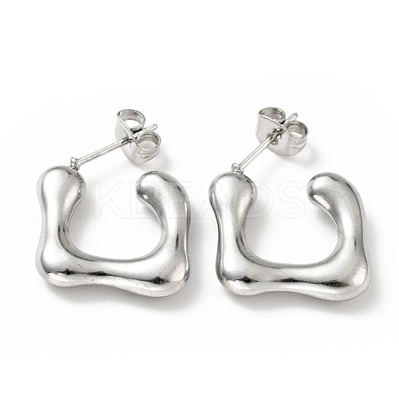 Non-Tarnish Square Stud Earrings EJEW-G293-08P-1