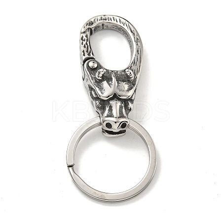Tibetan Style 316 Surgical Stainless Steel Fittings with 304 Stainless Steel Key Ring FIND-Q101-09AS-03-1