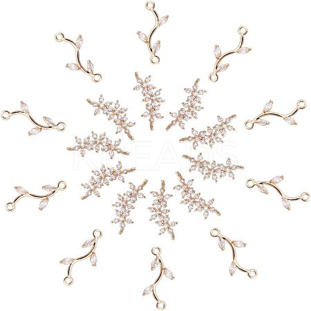 20Ppcs 2 Style Brass Micro Pave Clear Cubic Zirconia Links Connectors KK-CA0002-93-1