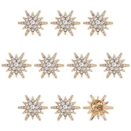 10Pcs Alloy Rhinestone Lapel Pin Backs for Backpack Clothes JEWB-HY0001-63LG-1