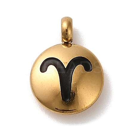 304 Stainless Steel Black Enamel Charms STAS-R009-02G-01-1