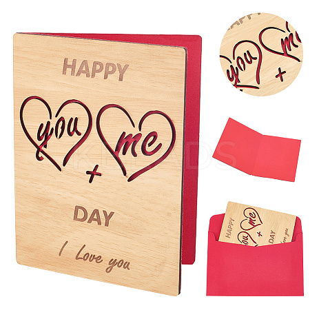 Valentine's Day Wooden Greeting Cards DIY-CP0011-91A-1