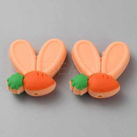 Rabbit Ears with Carrot Food Grade Eco-Friendly Silicone Focal Beads SIL-SZC0003-05J-1