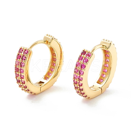 Cubic Zirconia Chunky Hinged Huggie Hoop Earrings for Women EJEW-P196-21G-01-1