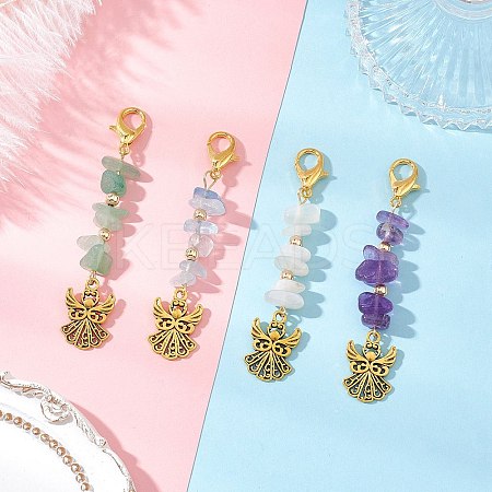 4Pcs Tibetan Style Alloy Angel Pendant Decorations HJEW-JM03838-1