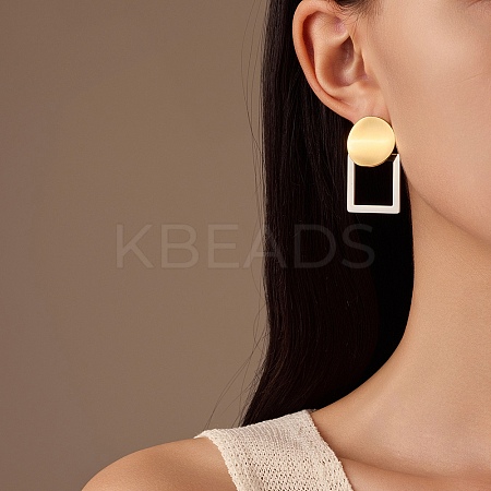 304 Stainless Steel Two Tone Stud Earrings EJEW-R012-01G&P-1