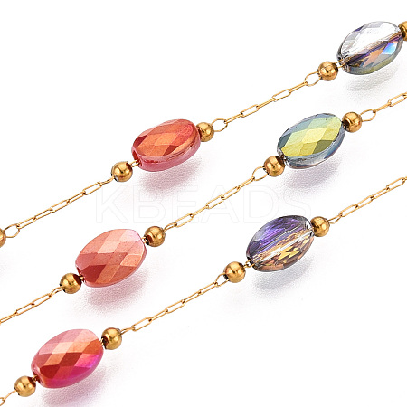 Handmade Glass Oval Link Chains CHS-T006-35G-1