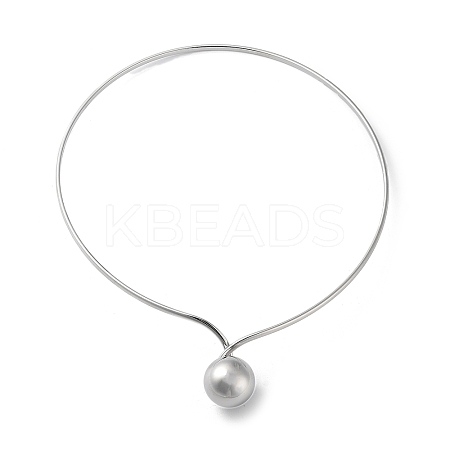 Non-Tarnish 304 Stainless Steel Round Ball Pendant Choker Necklaces LS-NJEW-D058-01P-1