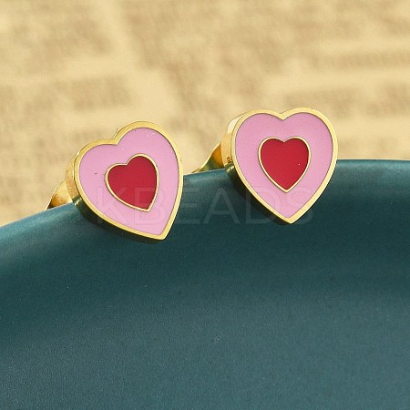 304 Stainless Steel Enamel Stud Earrings STAS-E502-01G-03-1