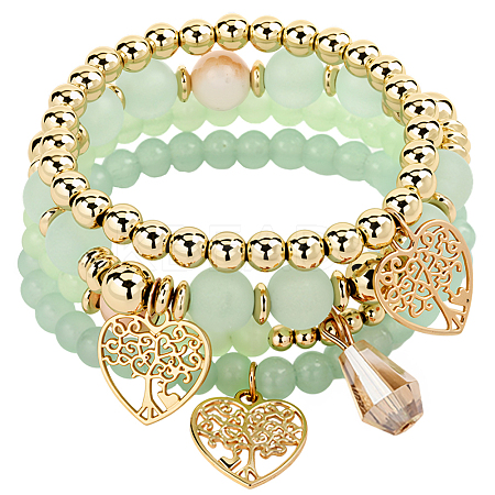 1 Set Acrylic & Glass Beaded Stretch Bracelet Sets BJEW-SP0001-11-1