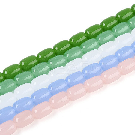 Imitation Jade Glass Beads Strands GLAA-N058-6x9mm-C01-1