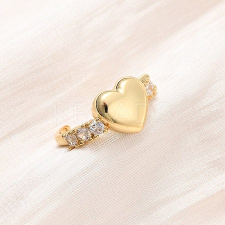 Adjustable Brass Micro Pave Cubic Zirconia Cuff Rings for Women RJEW-B139-02G-1