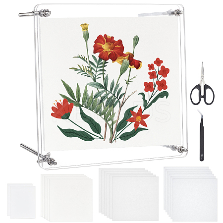 Square Transparent Acrylic Flower Press Plates DIY-BC0012-68-1