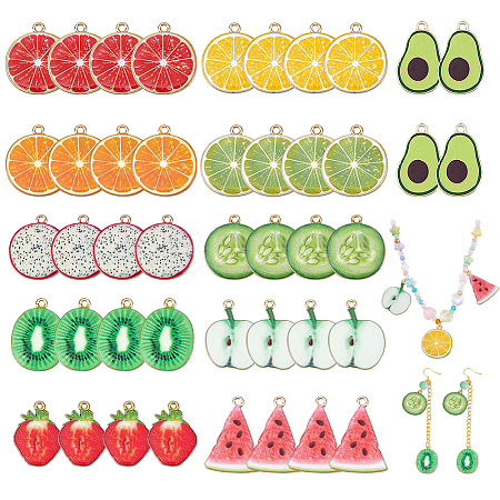 44Pcs 11 Styles Alloy Enamel Pendants ENAM-PH0002-95-1