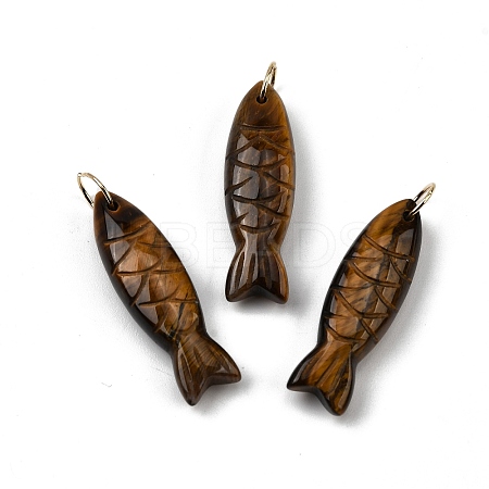 Natural Tiger Eye Carved Pendants G-G314-01G-02-1