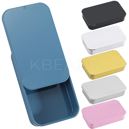 6Pcs Slide Top Tinplate Trinket Storage Boxes CON-SP0001-23B-1