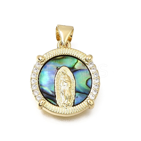 Brass Micro Pave Clear Cubic Zirconia Pendants CU-CBAF50C-01C-G03-1
