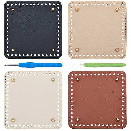 4Pcs 4 Colors Square PU Leahter Knitting Crochet Bags Bottom AJEW-CL0001-75-1