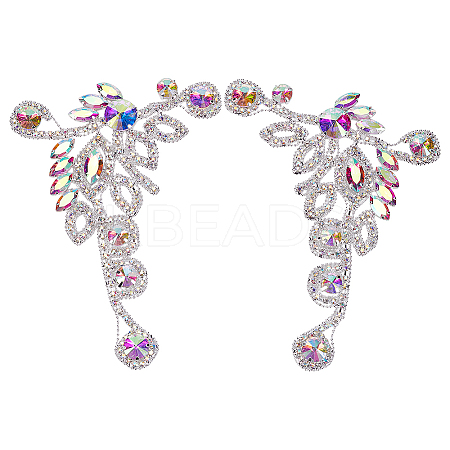 2Pcs 2 Styles Flower Alloy Rhinestone Ornament Accessories DIY-FG0008-05A-1