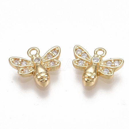 Brass Micro Pave Cubic Zirconia Charms KK-S350-081G-1