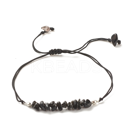 Natural Obsidian Chips Braided Bead Bracelet BJEW-JB08019-08-1