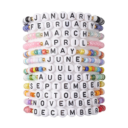 12Pcs 12 Styles Glass Seed Beads Stretch Bracelet Sets BJEW-MZ00097-1