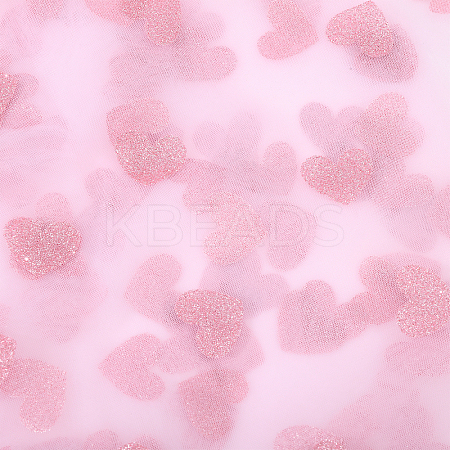 Heart Shapes Nylon Fiber Embroidery Lace Cloth Fabric DIY-WH0588-91B-1