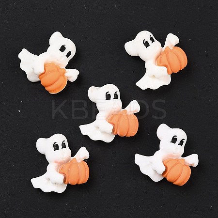 Ghost with Pumpkin Opaque Resin Cabochons LS-RESI-F031-09-1