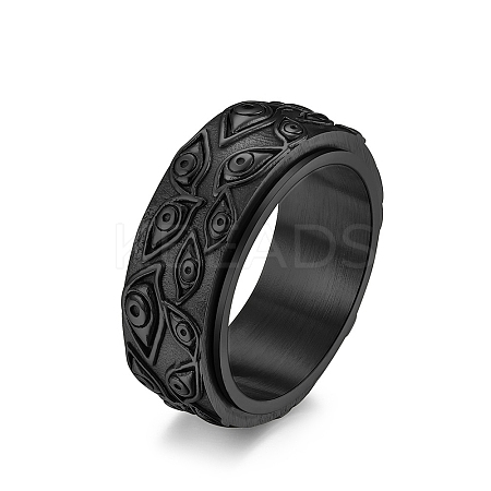 Eye Pattern 304 Stainless Steel Rotating Finger Ring PW-WG15888-23-1