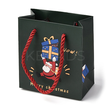 Christmas Santa Claus Printed Paper Gift Bags with Cotton Handles CARB-F013-01-1