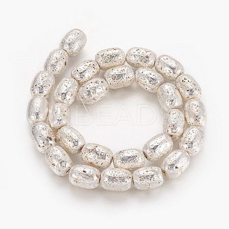 Electroplated Natural Lava Rock Beads Strands G-P400-12S-1