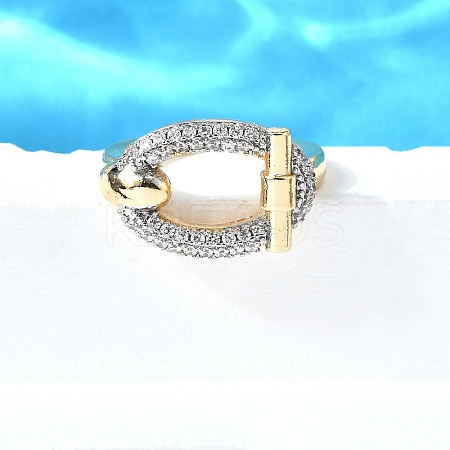 Brass Micro Pave Cubic Zirconia Cuff Rings RJEW-V007-02GP-1