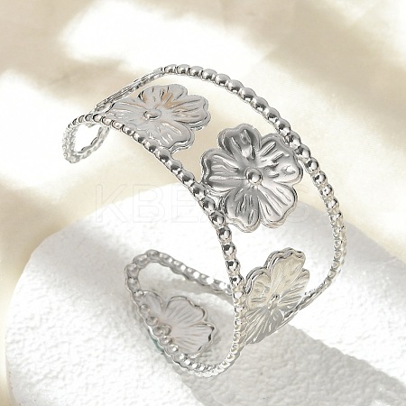 304 Stainless Steel Cuff Bangles for Women BJEW-Z096-04P-1