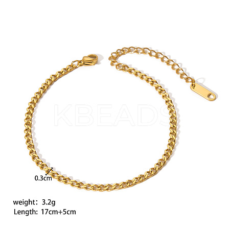 Stylish 304 Stainless Steel Curb Chains Bracelets for Women LS-XR9988-7-1