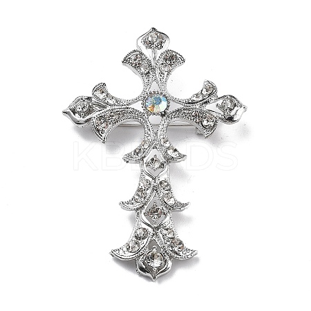 Cross Alloy Rhinestone Brooch Pins LS-JEWB-Z034-06P-01-1
