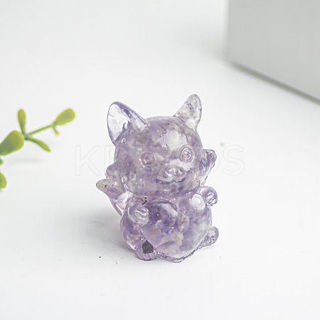 Natural Amethyst Fox Display Decorations WG88930-03-1