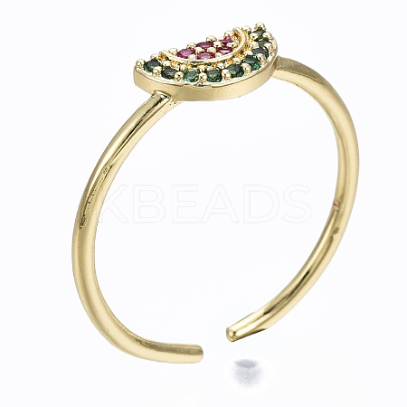 Brass Micro Pave Cubic Zirconia Cuff Rings RJEW-S045-061-NR-1