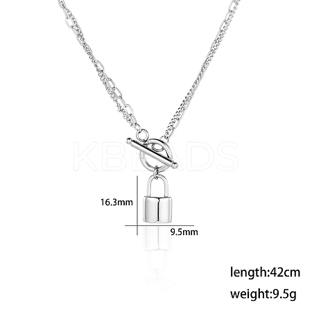 Retro Punk 304 Stainless Steel Necklace with 18K Gold Plated OT Clasp HD3050-1-1