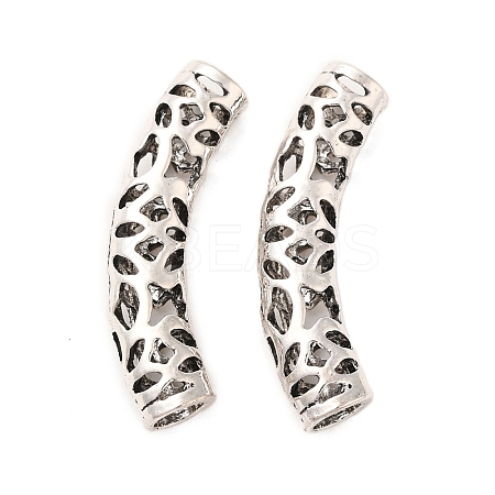 Tibetan Style Alloy Hollow Curved Tube Beads FIND-Z063-34AS-1